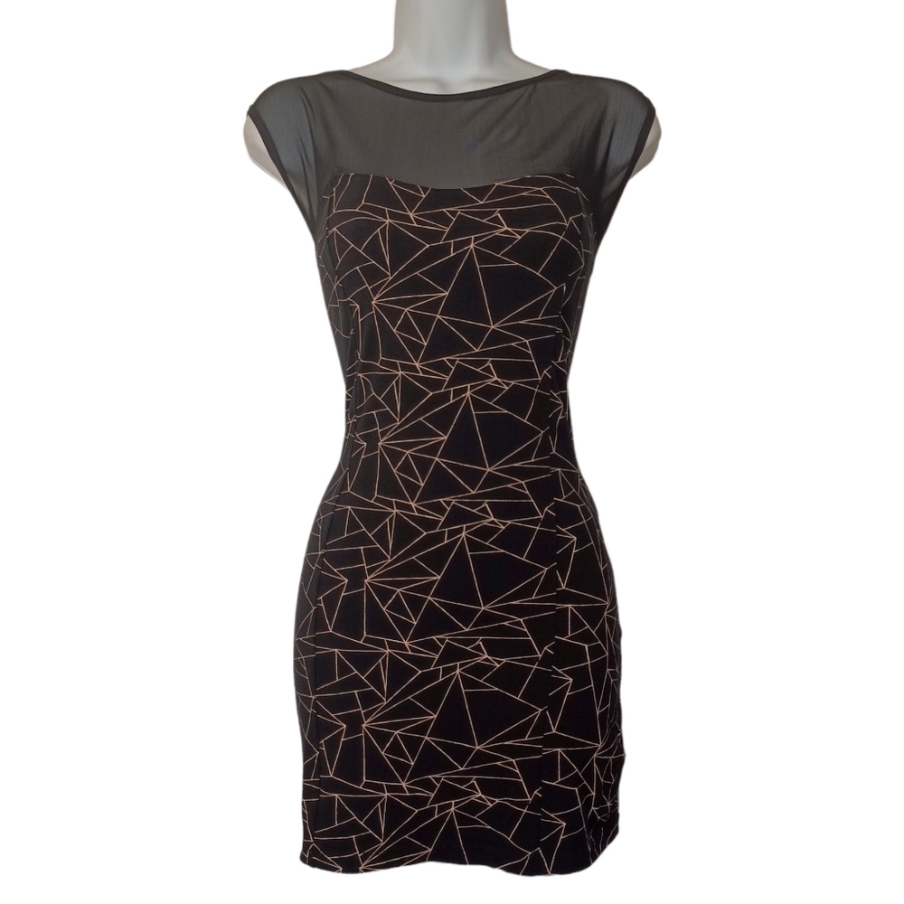 Forever 21 Black Mini Dress with Nude Geometric Lines